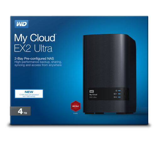 Western Digital My Cloud EX2 Ultra, NAS, Desktop, Marvell, Armada 385, 4 TB, Black