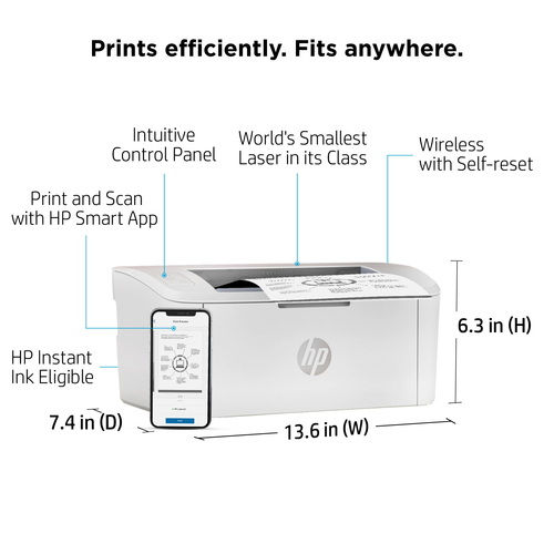 HP LaserJet M110w Printer, Black and white, Printer for Small office, Print, Compact Size, Laser, 600 x 600 DPI, A4, 20 ppm, Network ready, White