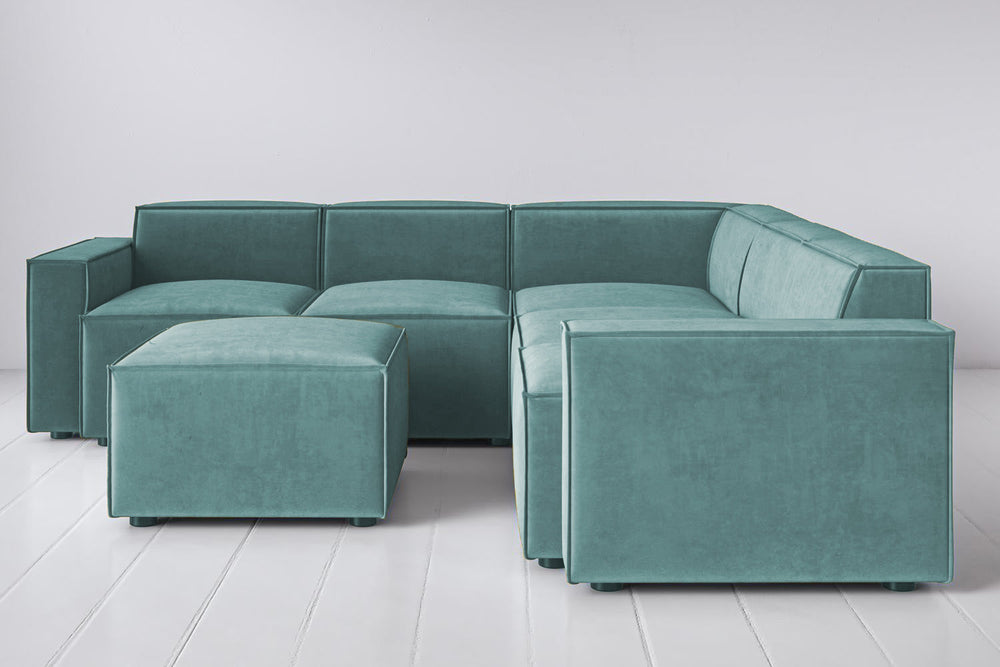 Model 03 Corner Sofa With Ottoman Velvet Airforce