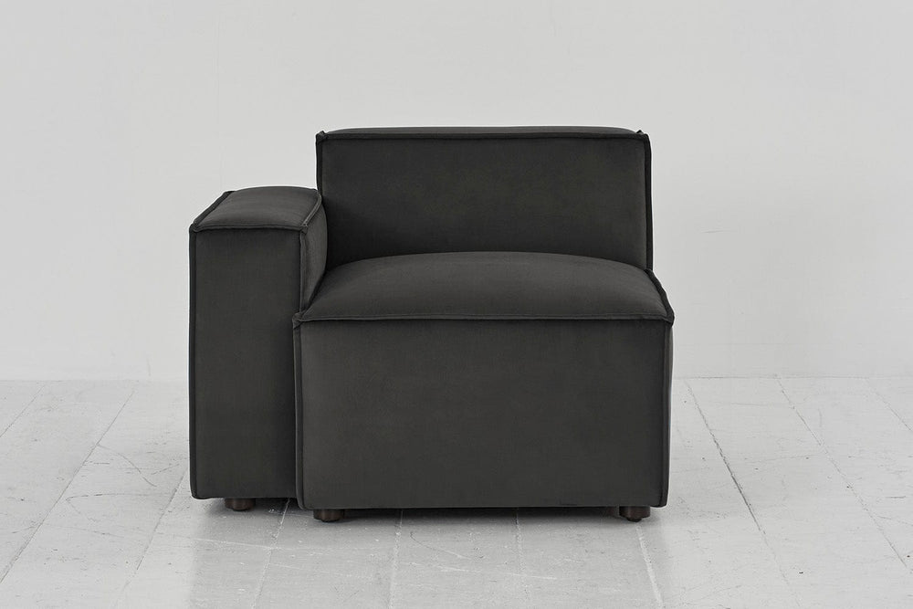 Model 03 Left Arm Sofa Module Velvet Charcoal