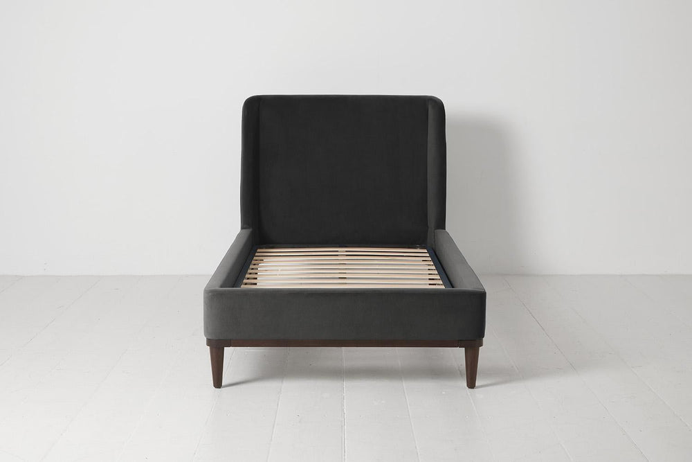 Bed 02 Single Bed Velvet Charcoal