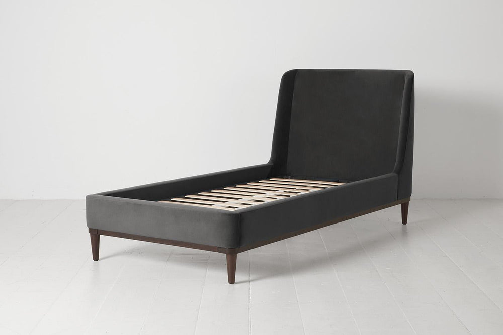 Bed 02 Single Bed Velvet Charcoal