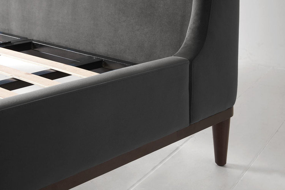 Bed 02 Single Bed Velvet Charcoal