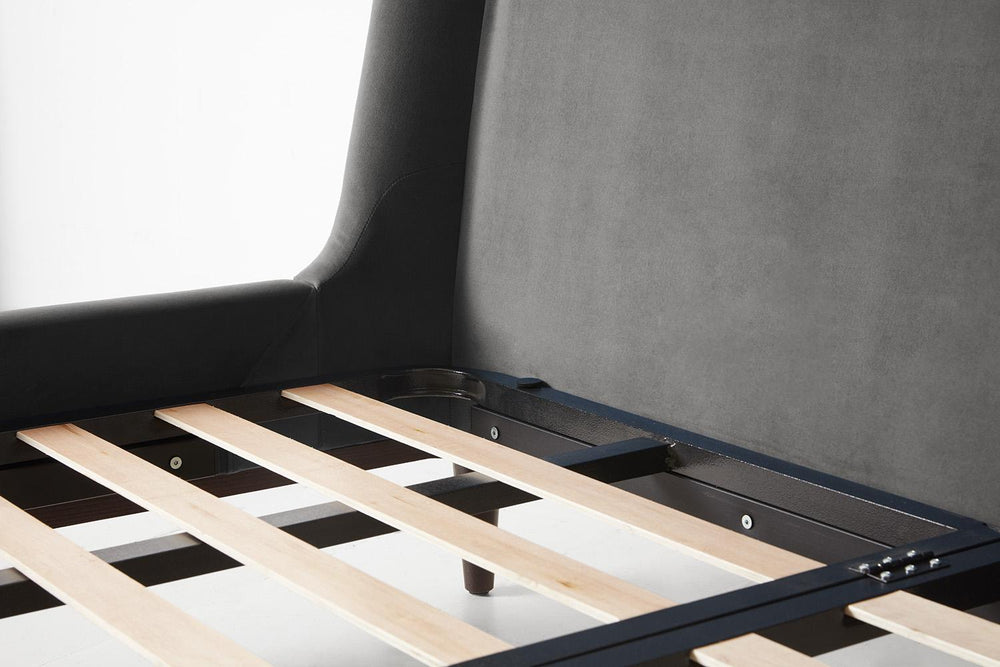 Bed 02 Single Bed Velvet Charcoal