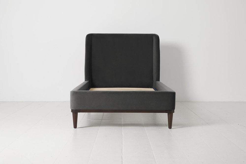 Bed 02 Single Bed Velvet Charcoal