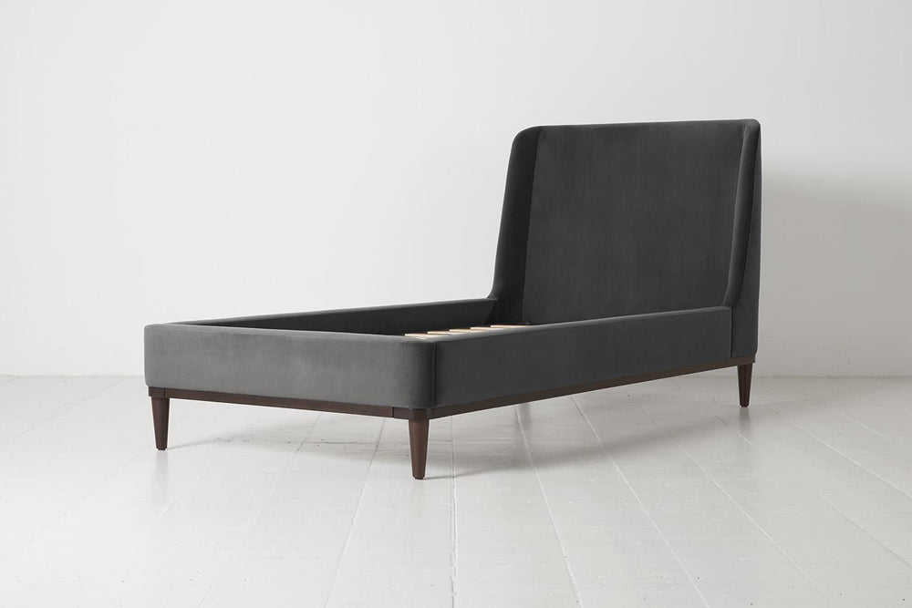 Bed 02 Single Bed Velvet Charcoal
