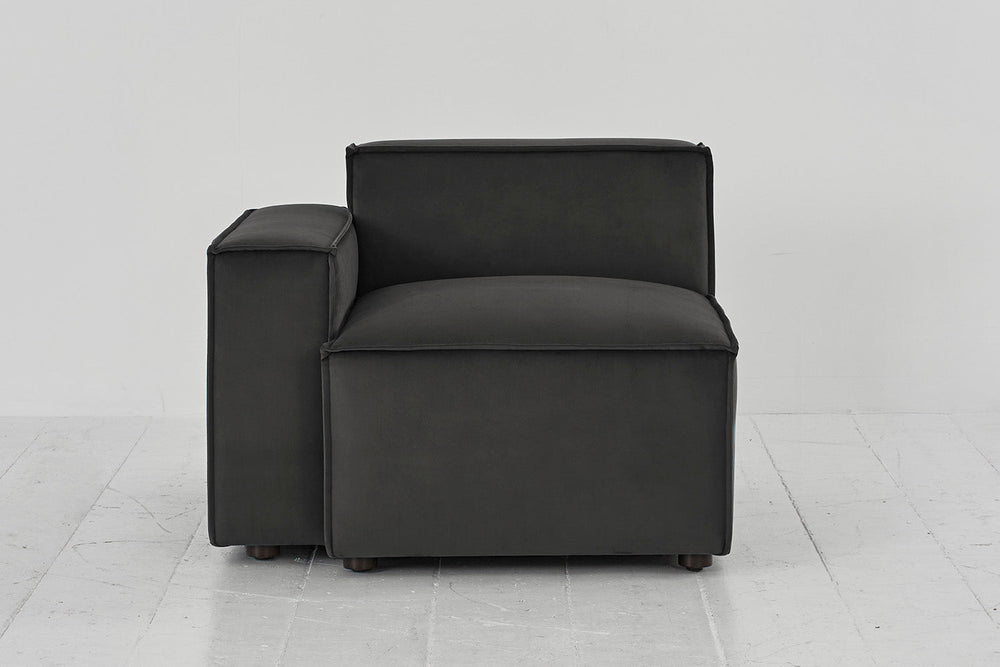 Model 03 Left Arm Sofa Module Velvet Charcoal