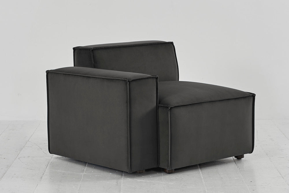 Model 03 Left Arm Sofa Module Velvet Charcoal