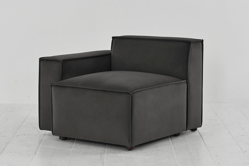 Model 03 Left Arm Sofa Module Velvet Charcoal