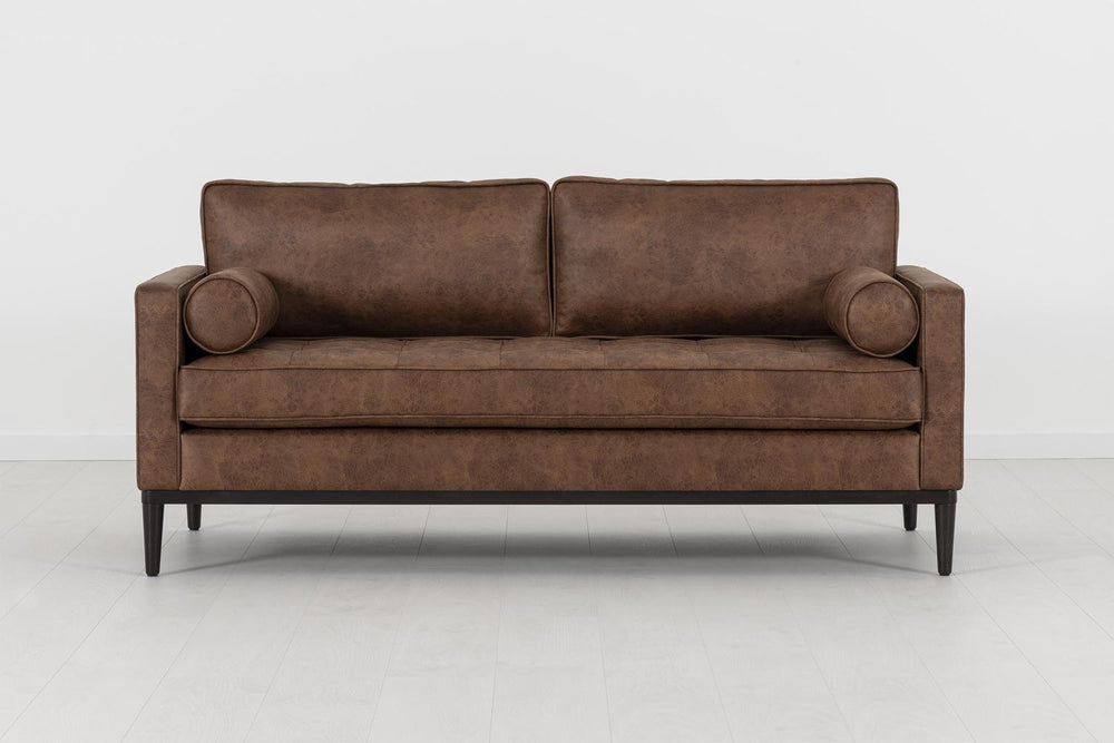 Model 02 2 Seater Sofa Faux Leather Chestnut