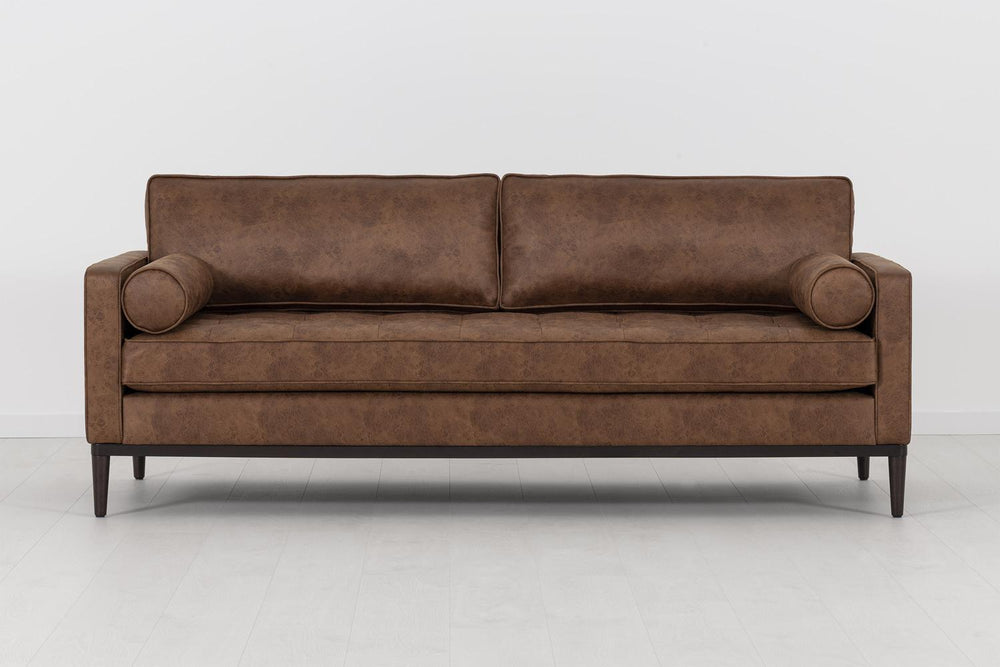 Model 02 3 Seater Sofa Faux Leather Chestnut