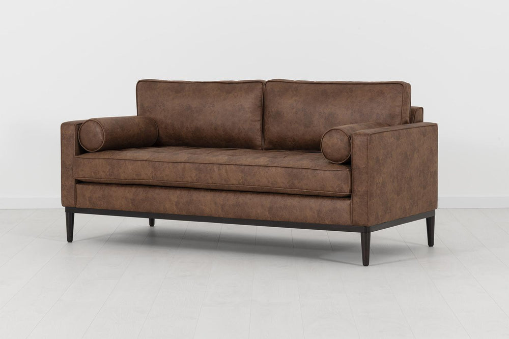 Model 02 2 Seater Sofa Faux Leather Chestnut
