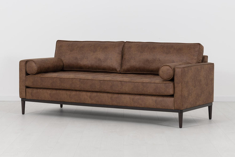 Model 02 3 Seater Sofa Faux Leather Chestnut