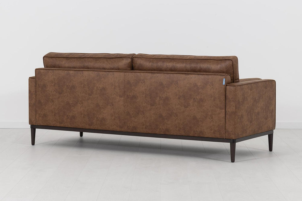 Model 02 3 Seater Sofa Faux Leather Chestnut
