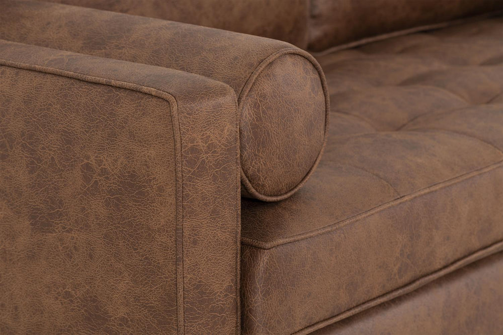 Model 02 2 Seater Sofa Faux Leather Chestnut