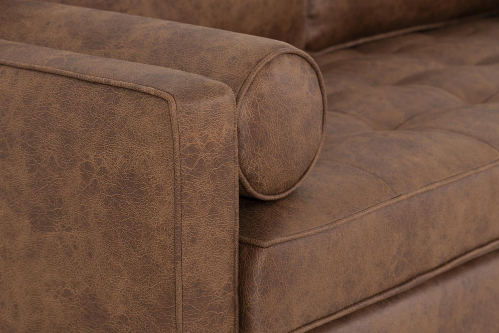 Model 02 3 Seater Sofa Faux Leather Chestnut