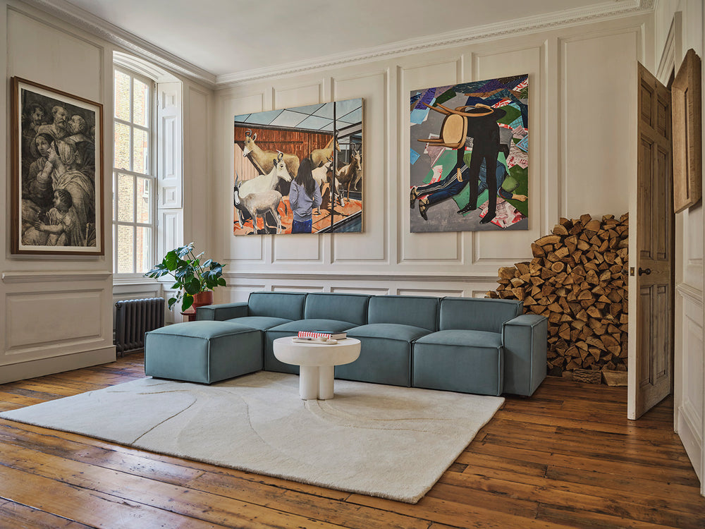 Model 03 4 Seater Right Chaise Velvet Airforce