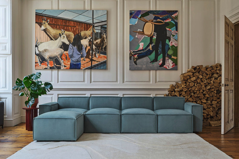 Model 03 4 Seater Right Chaise Velvet Airforce