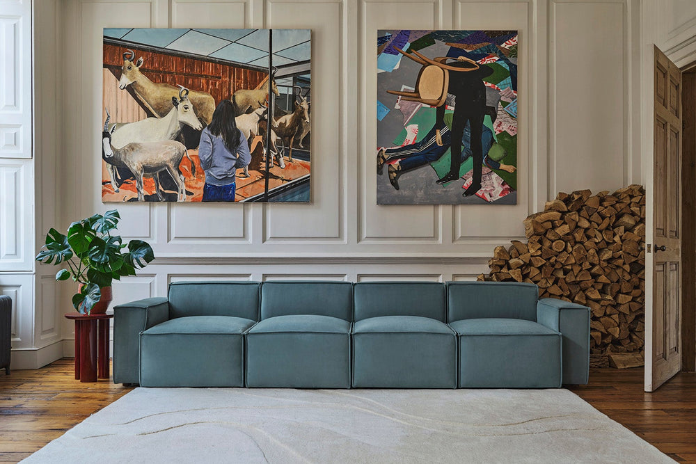 Model 03 4 Seater Sofa Velvet Airforce
