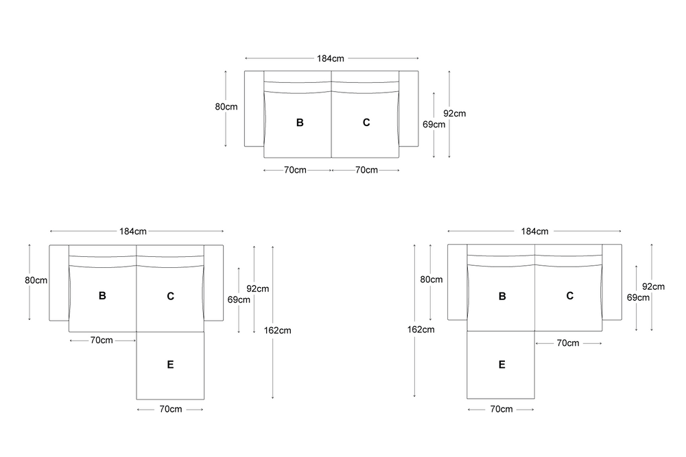 Model 03 2 Seater Right Chaise Velvet Airforce