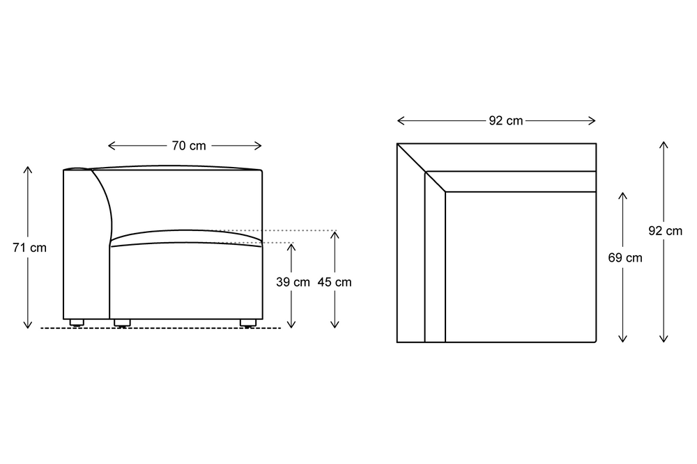Model 03 Corner Module Faux Leather Chestnut