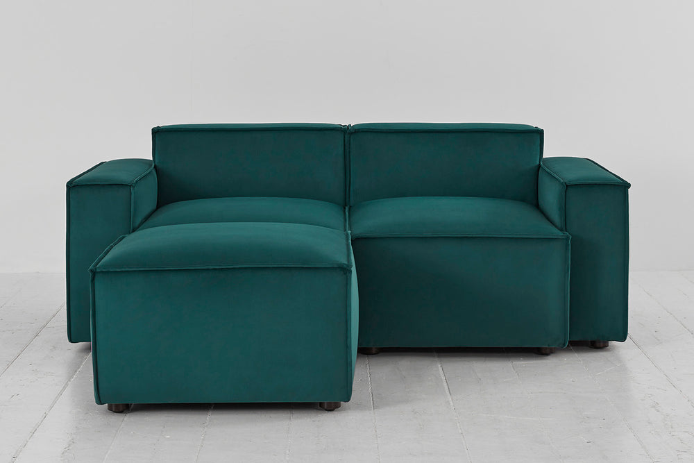 Model 03 2 Seater Left Chaise Velvet Kingfisher