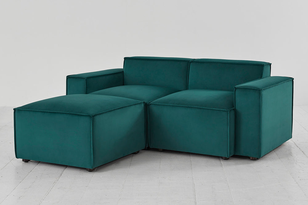 Model 03 2 Seater Left Chaise Velvet Kingfisher