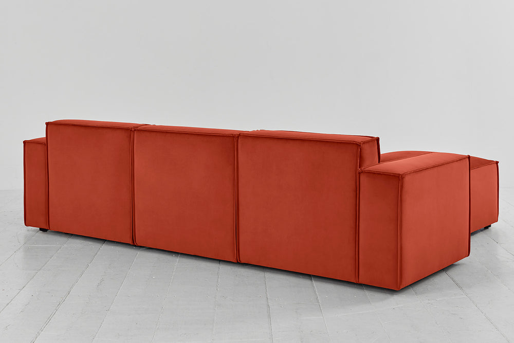 Model 03 3 Seater Left Chaise Eco Recycled Velvet Paprika