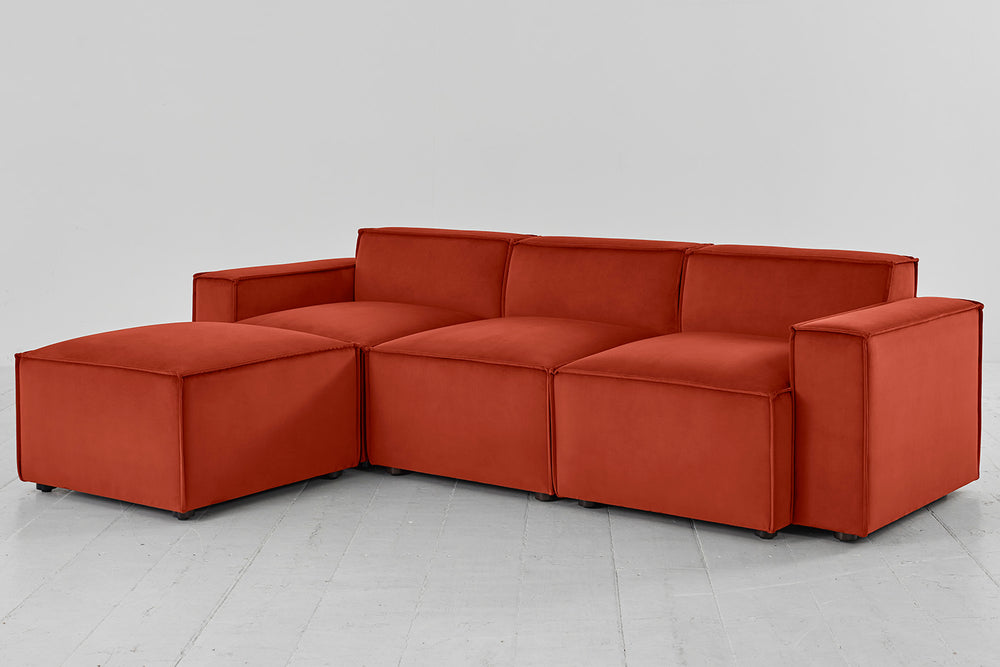 Model 03 3 Seater Left Chaise Eco Recycled Velvet Paprika
