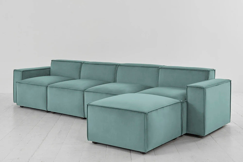 Model 03 4 Seater Right Chaise Velvet Airforce