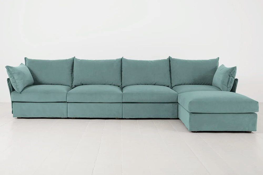 Model 06 4 Seater Right Corner Sofa Velvet Airforce