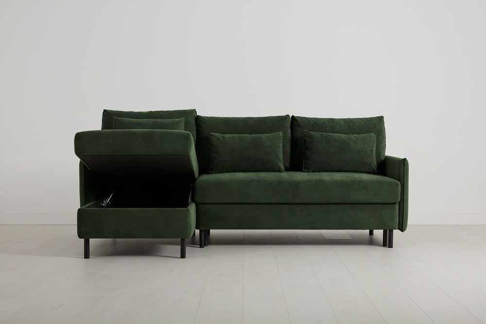 Model 12 3 Seater Left Chaise Sofa Bed With Storage Velvet Conifer