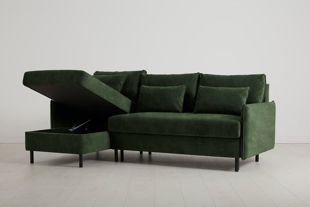 Model 12 3 Seater Left Chaise Sofa Bed With Storage Velvet Conifer