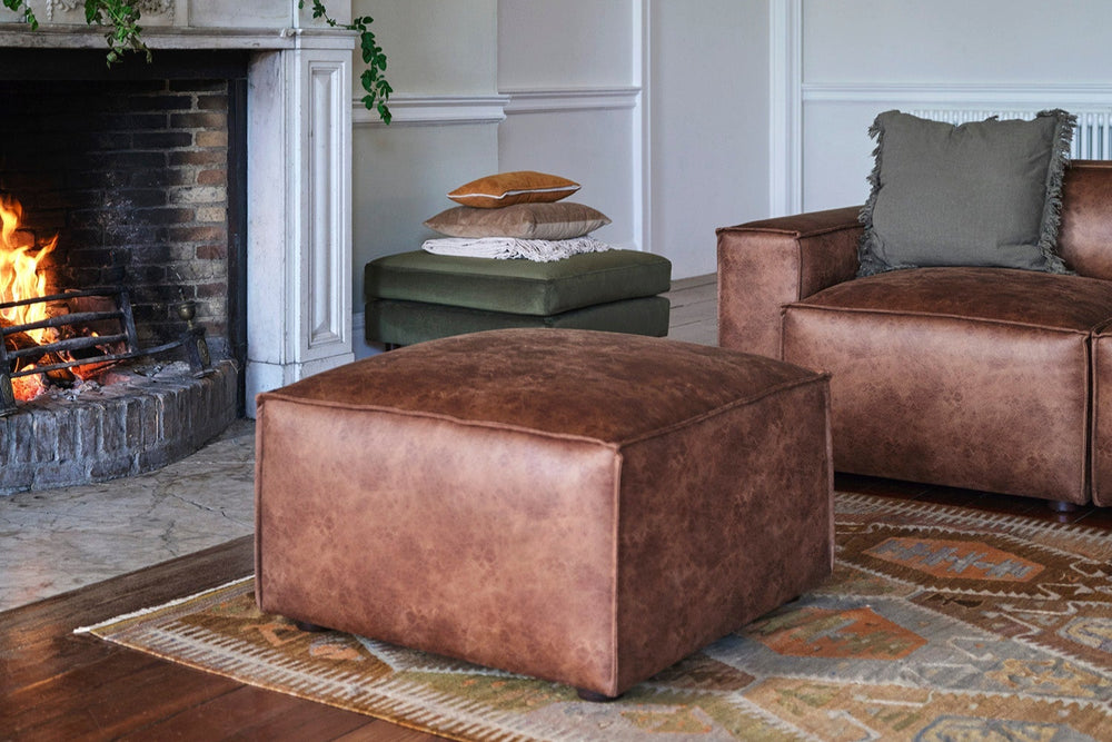 Model 03 Ottoman Faux Leather Chestnut