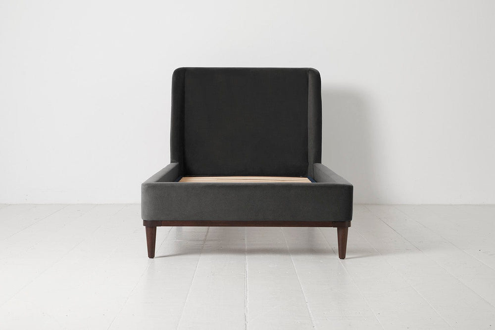 Bed 02 Single Bed Velvet Charcoal