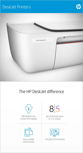 HP DeskJet 3762 All-in-One Printer, Color, Printer for Home, Print, copy, scan, wireless, Wireless; Instant Ink eligible; Print from phone or tablet; Scan to PDF, Thermal inkjet, Colour printing, 4800