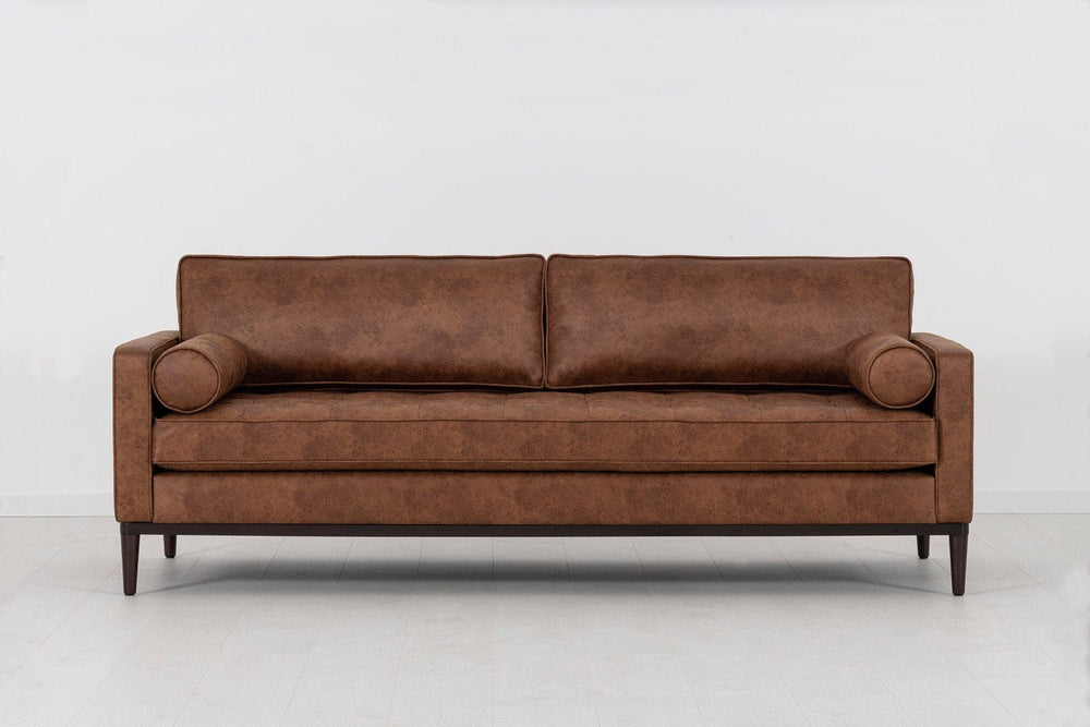 Model 02 3 Seater Sofa Faux Leather Chestnut