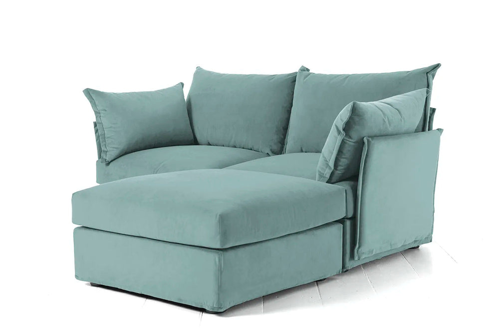 Model 06 2 Seater Right Corner Sofa Velvet Airforce