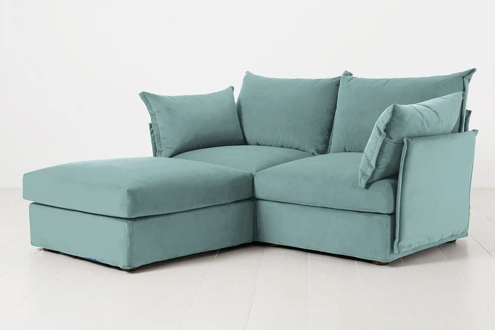Model 06 2 Seater Left Corner Sofa Velvet Airforce