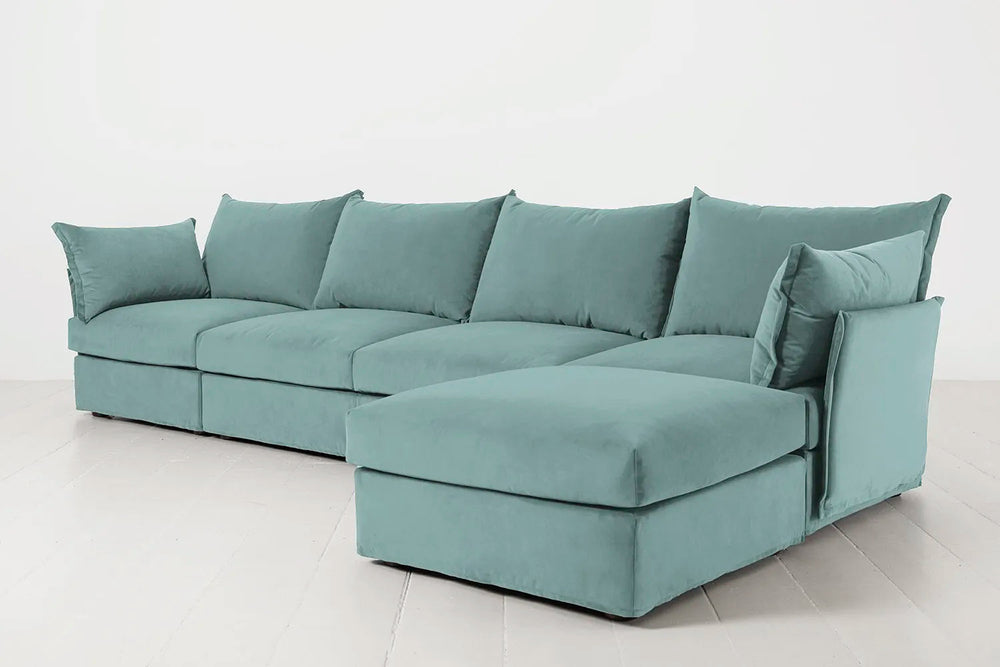 Model 06 4 Seater Right Corner Sofa Velvet Airforce