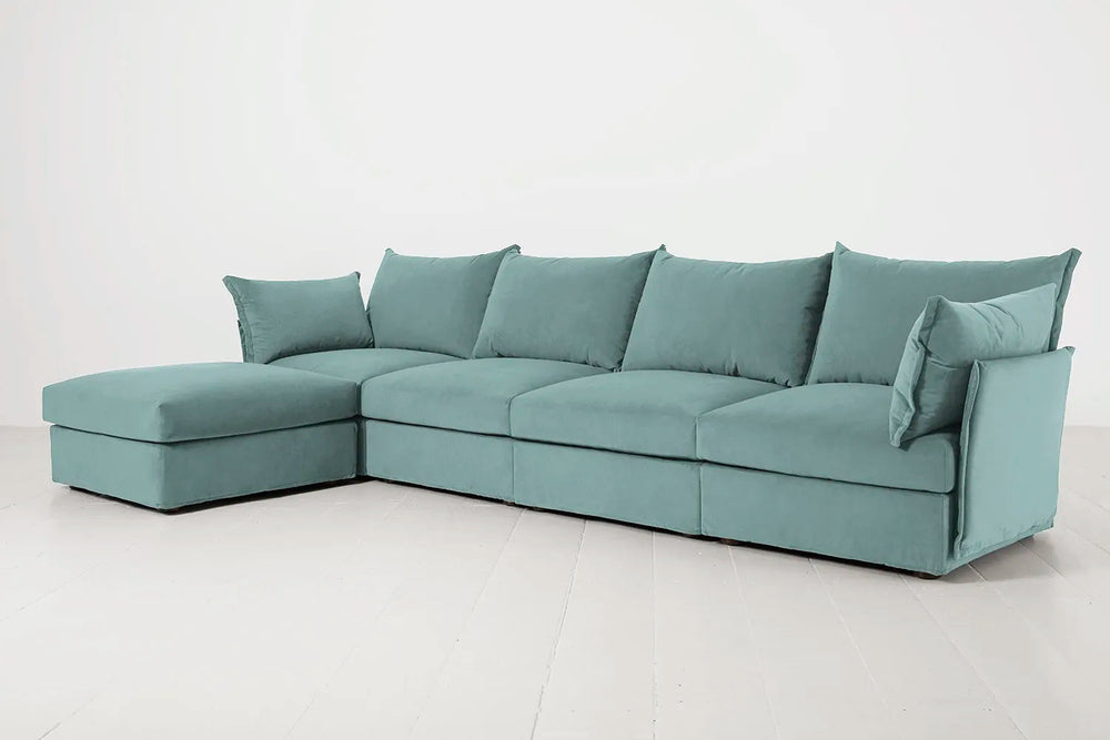 Model 06 4 Seater Left Corner Sofa Velvet Airforce